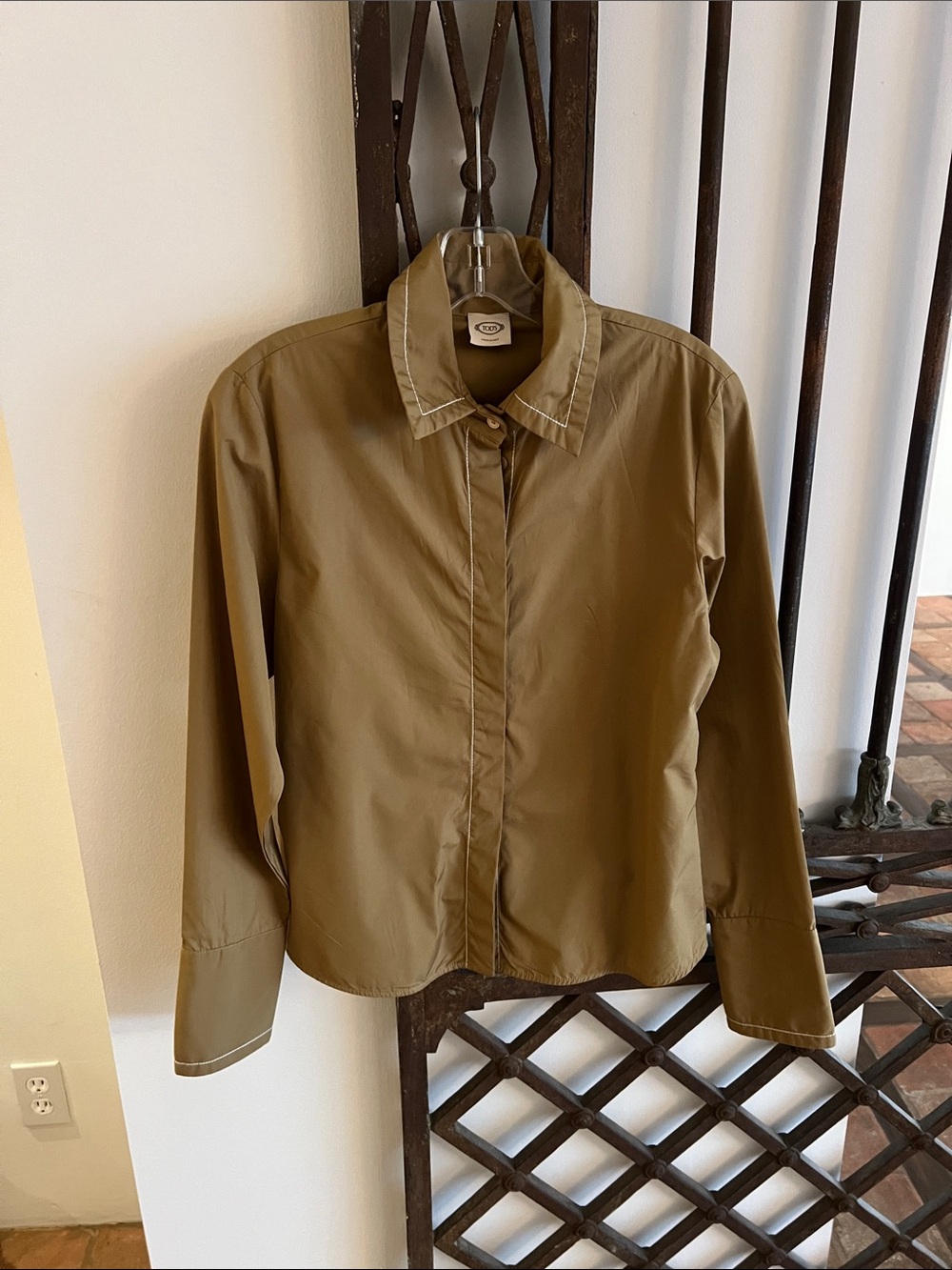 Tod's Olive Green Long-Sleeve Button-Down Shirt